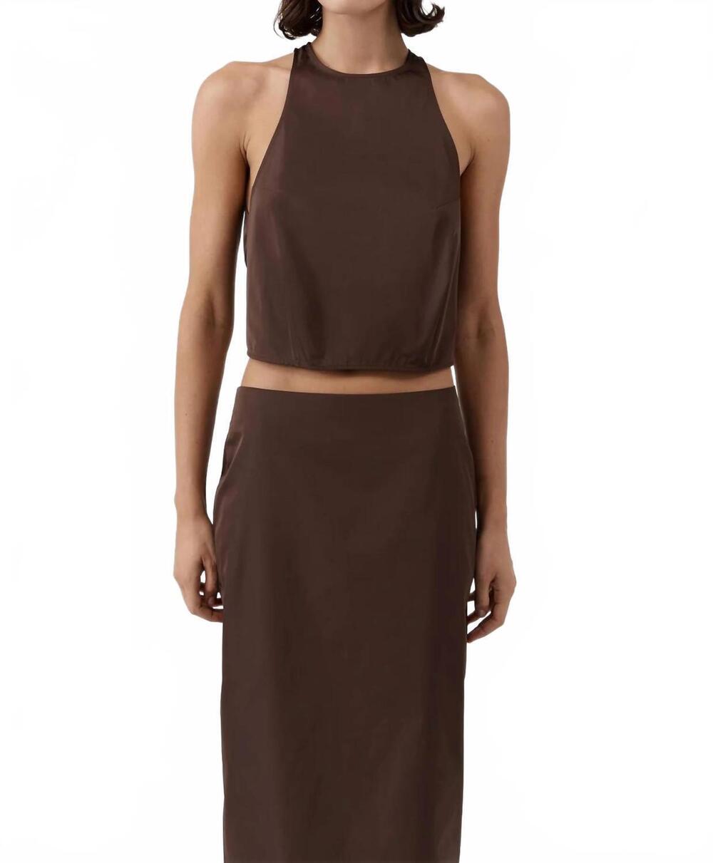 NEW ST. AGNI paper taffeta cocoon top in mocha